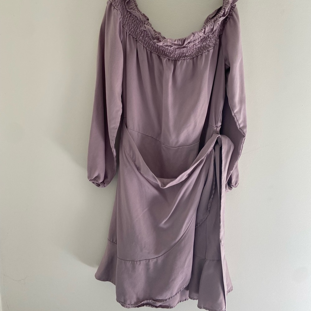Express off the shoulder wrap dress